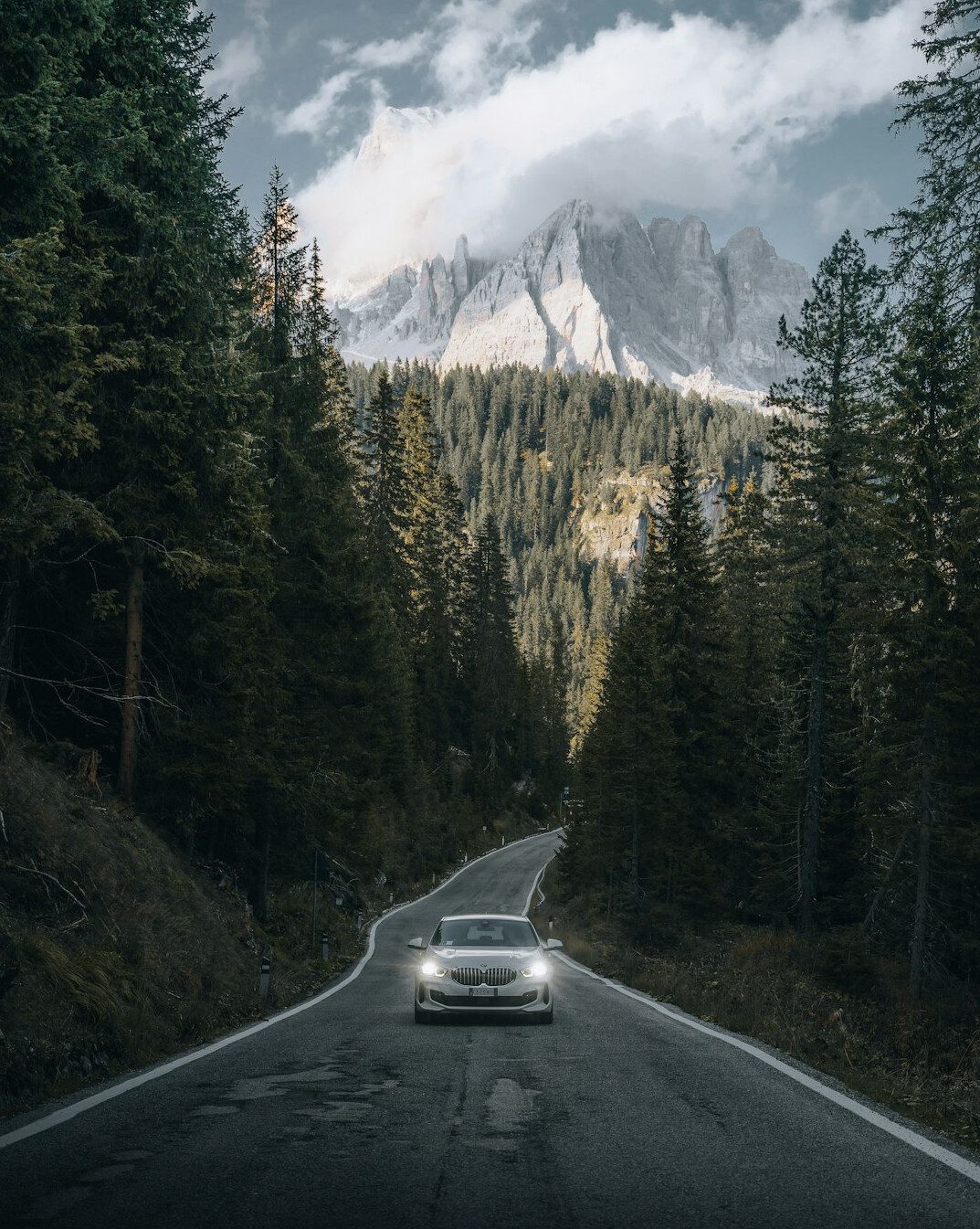 Sports car on a road representing speed